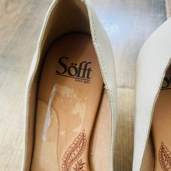 Söfft Leather Peep Toe Heels Size 9M | Woven Cutout Detail | Cream Beige Comfort - Picture 3 of 10